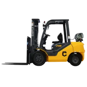 Yellow forklift with LPG tank